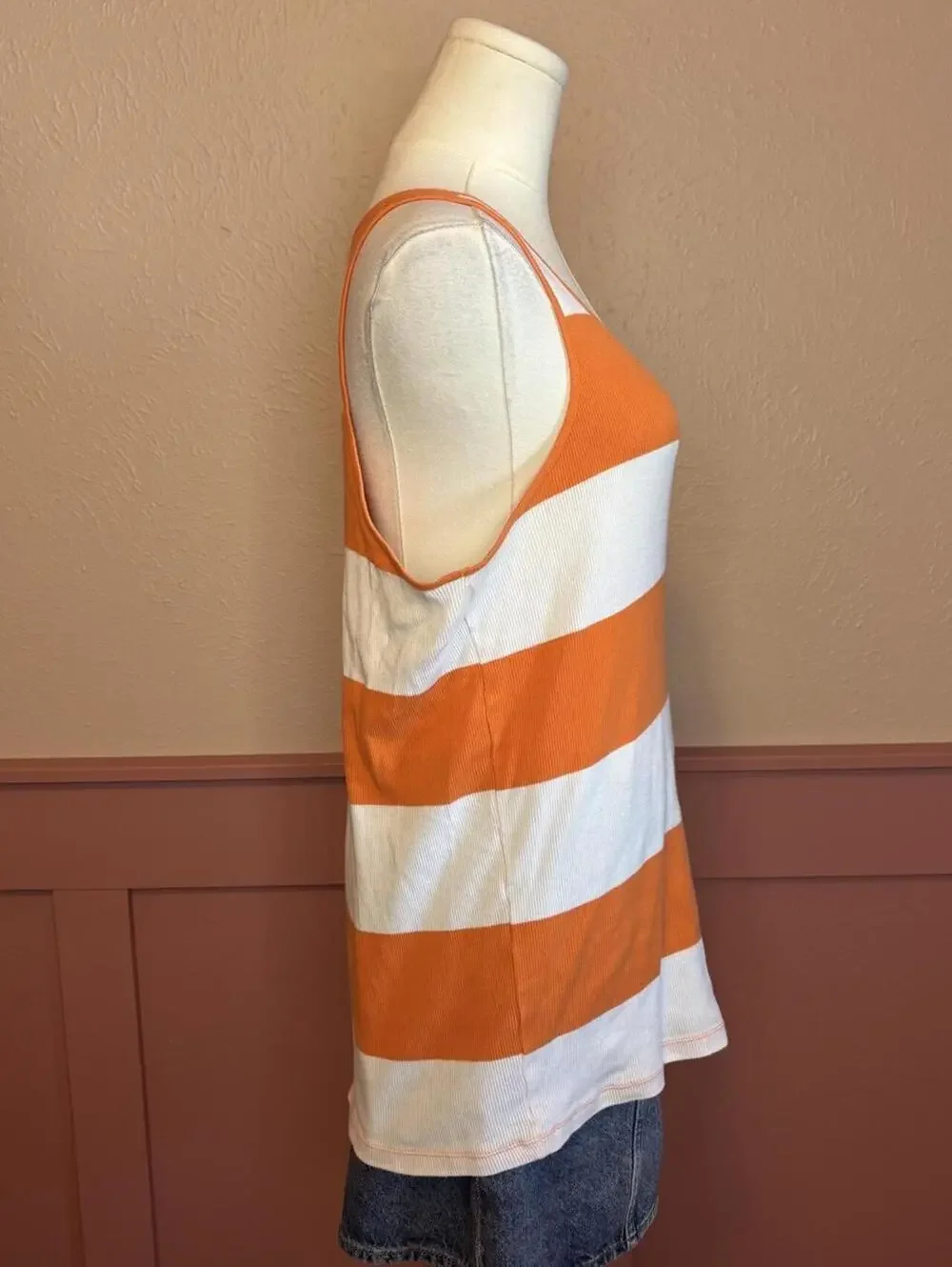 vintage nike striped fitted tank white orange sz XL y2k 2000s playground prep